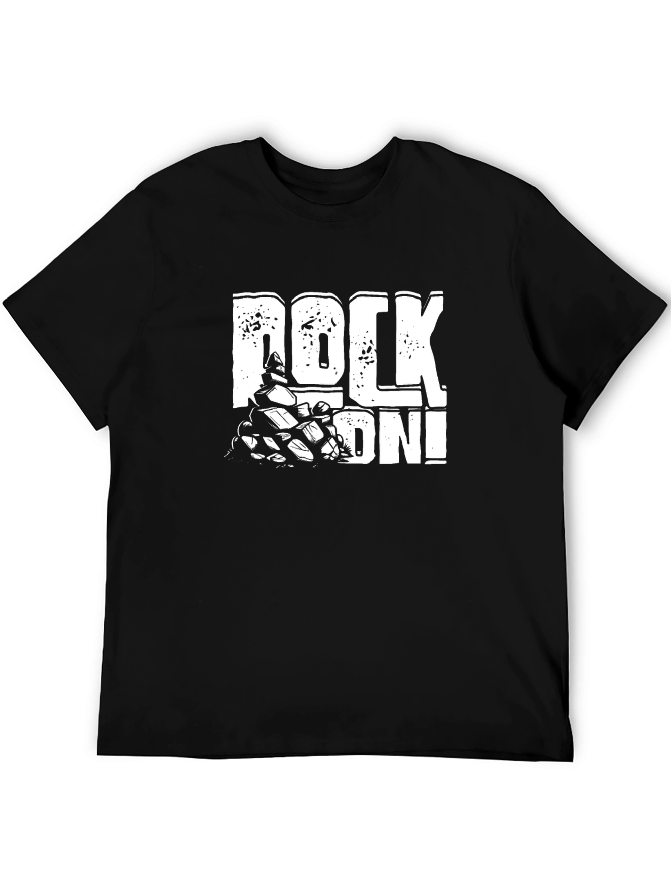 Rock On! Graphic Print Mens Black T-Shirt
