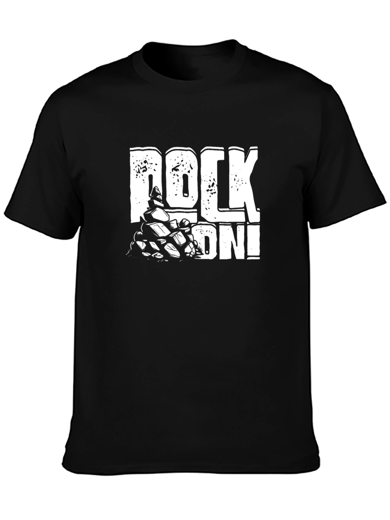 Rock On! Graphic Print Mens Black T-Shirt
