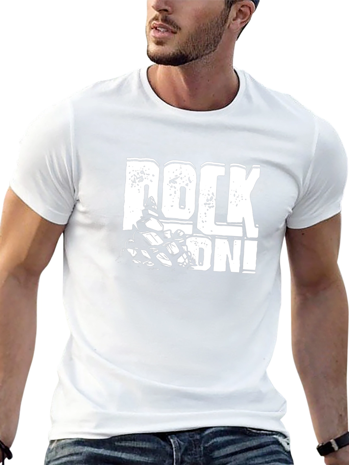 Rock On! Graphic Print Mens Black T-Shirt