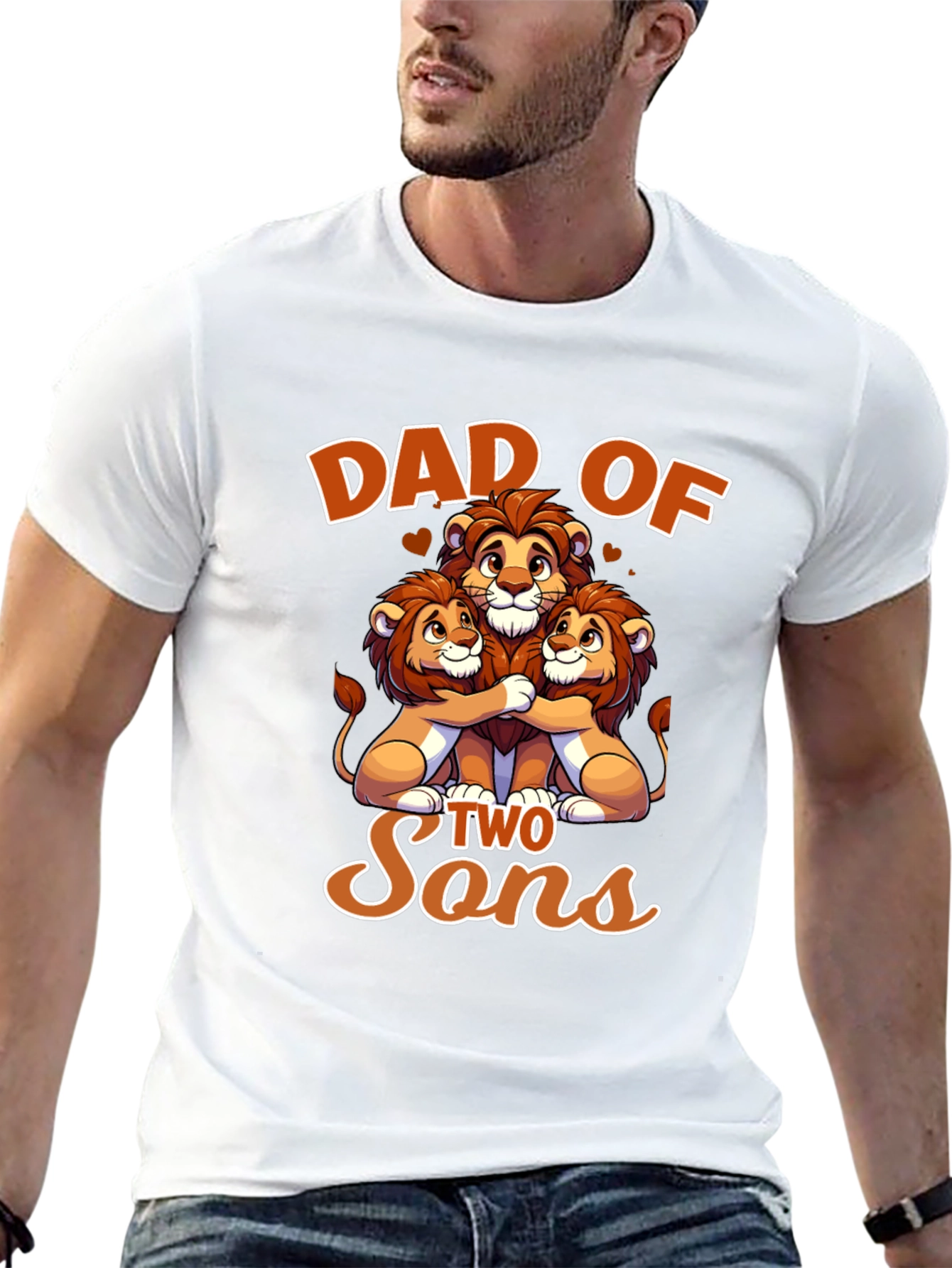 Dad of Two Sons Lion T-Shirt
