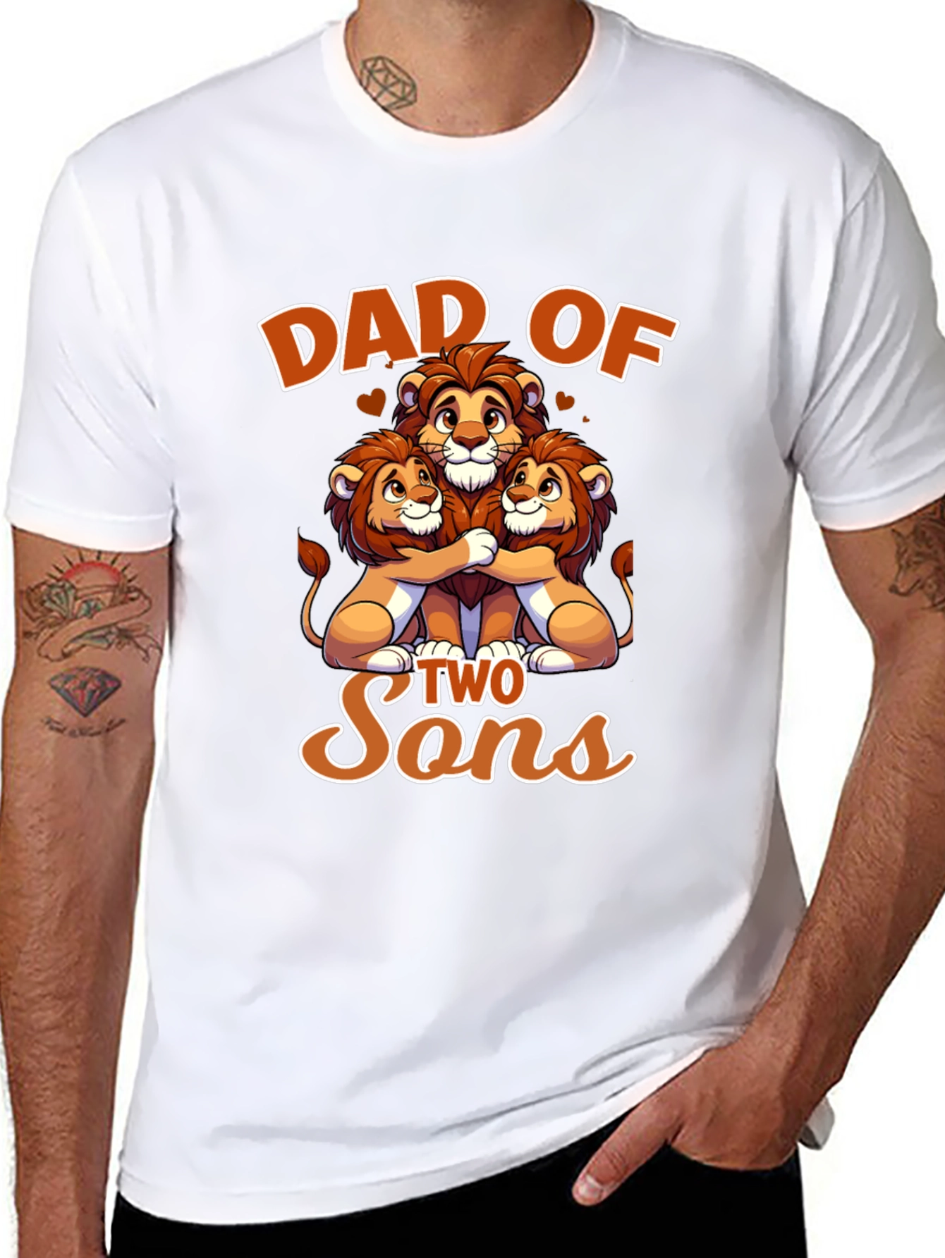 Dad of Two Sons Lion T-Shirt