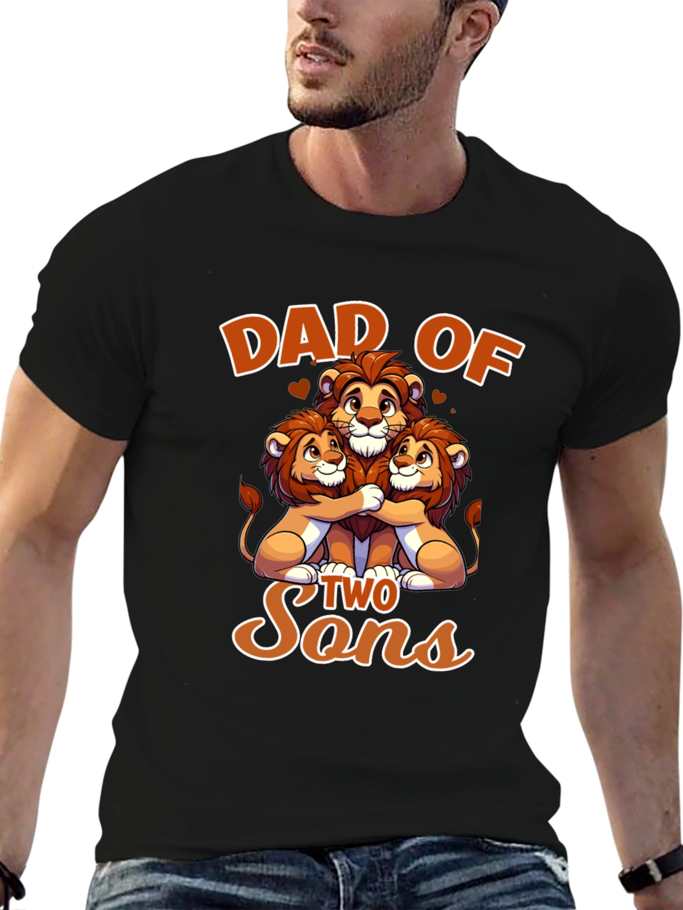 Dad of Two Sons Lion T-Shirt