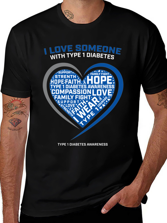 Type 1 Diabetes Awareness T-Shirt - Heart Design