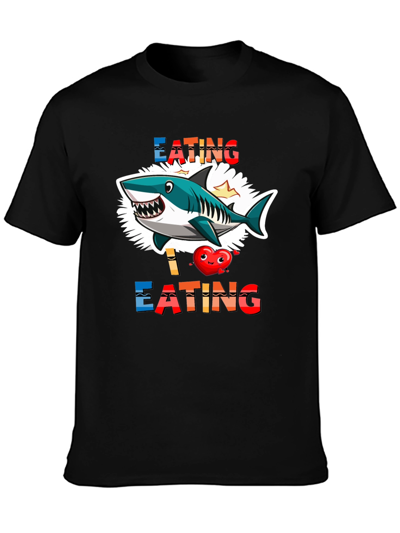 Shark Eating Heart Graphic Tee - Funny T-Shirt
