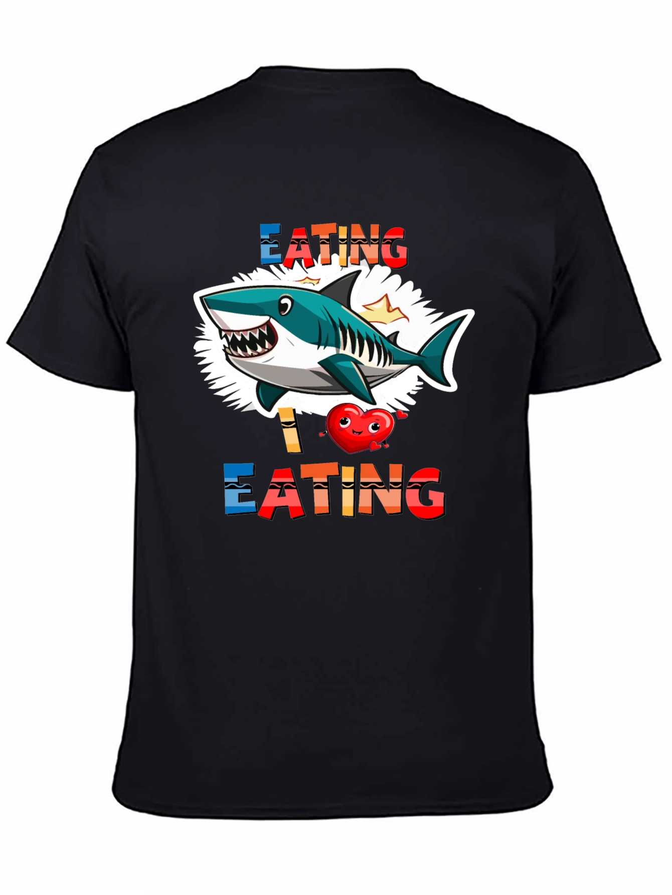 Shark Eating Heart Graphic Tee - Funny T-Shirt