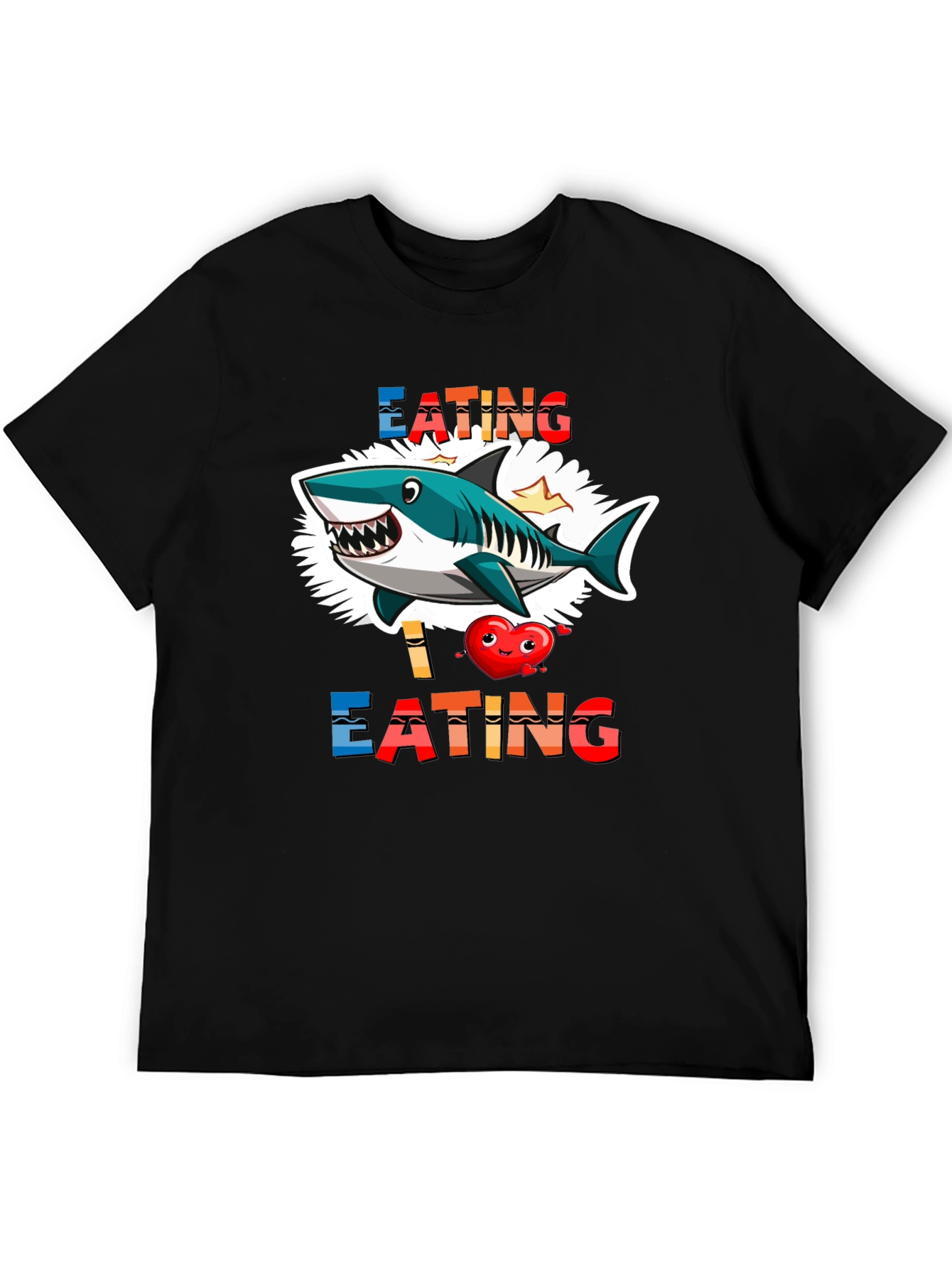 Shark Eating Heart Graphic Tee - Funny T-Shirt