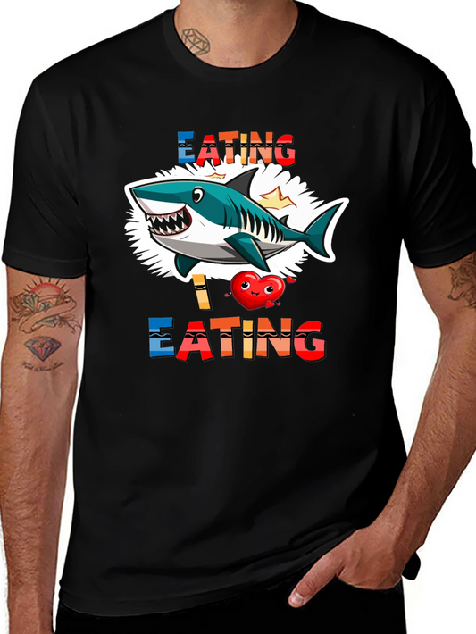 Shark Eating Heart Graphic Tee - Funny T-Shirt