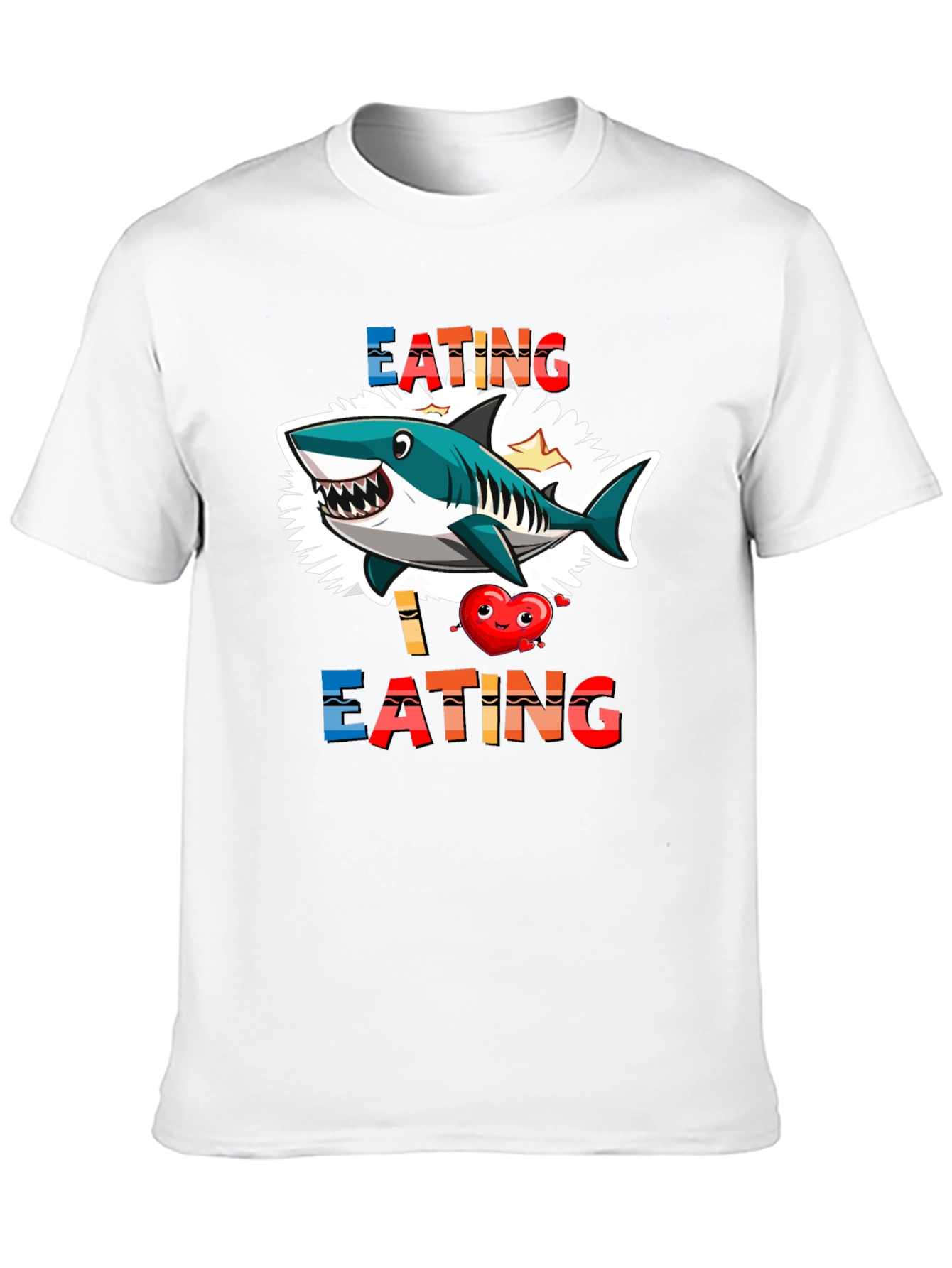 Shark Eating Heart Graphic Tee - Funny T-Shirt