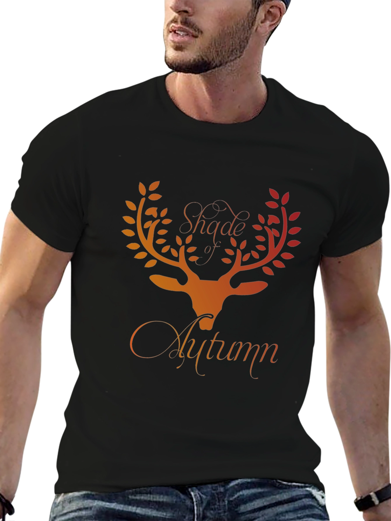Shade of Autumn Deer Graphic Tee - Black