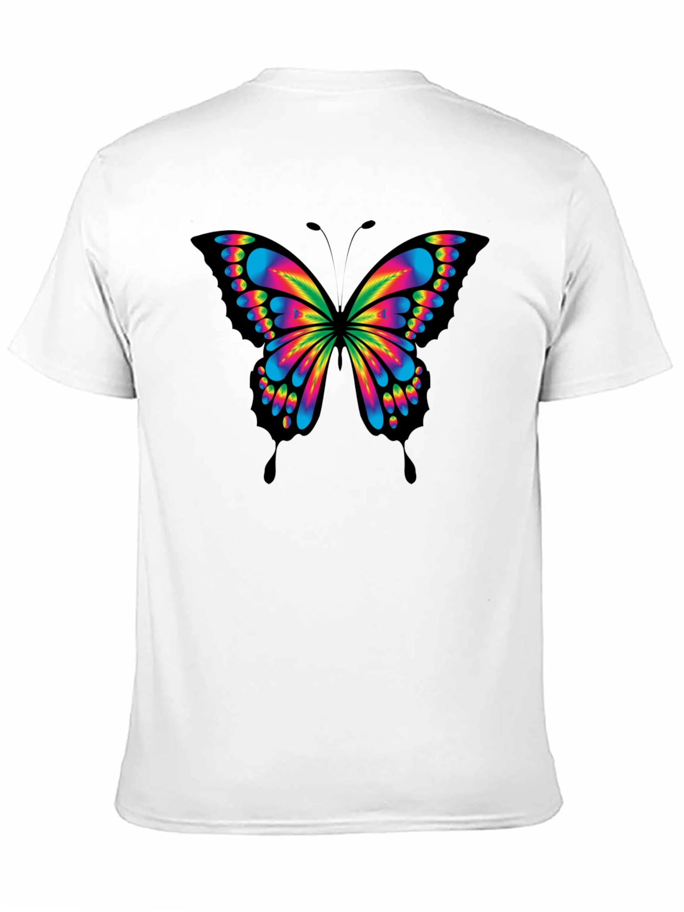 Vivid Butterfly Graphic Tee - Bold Black Cotton T-Shirt