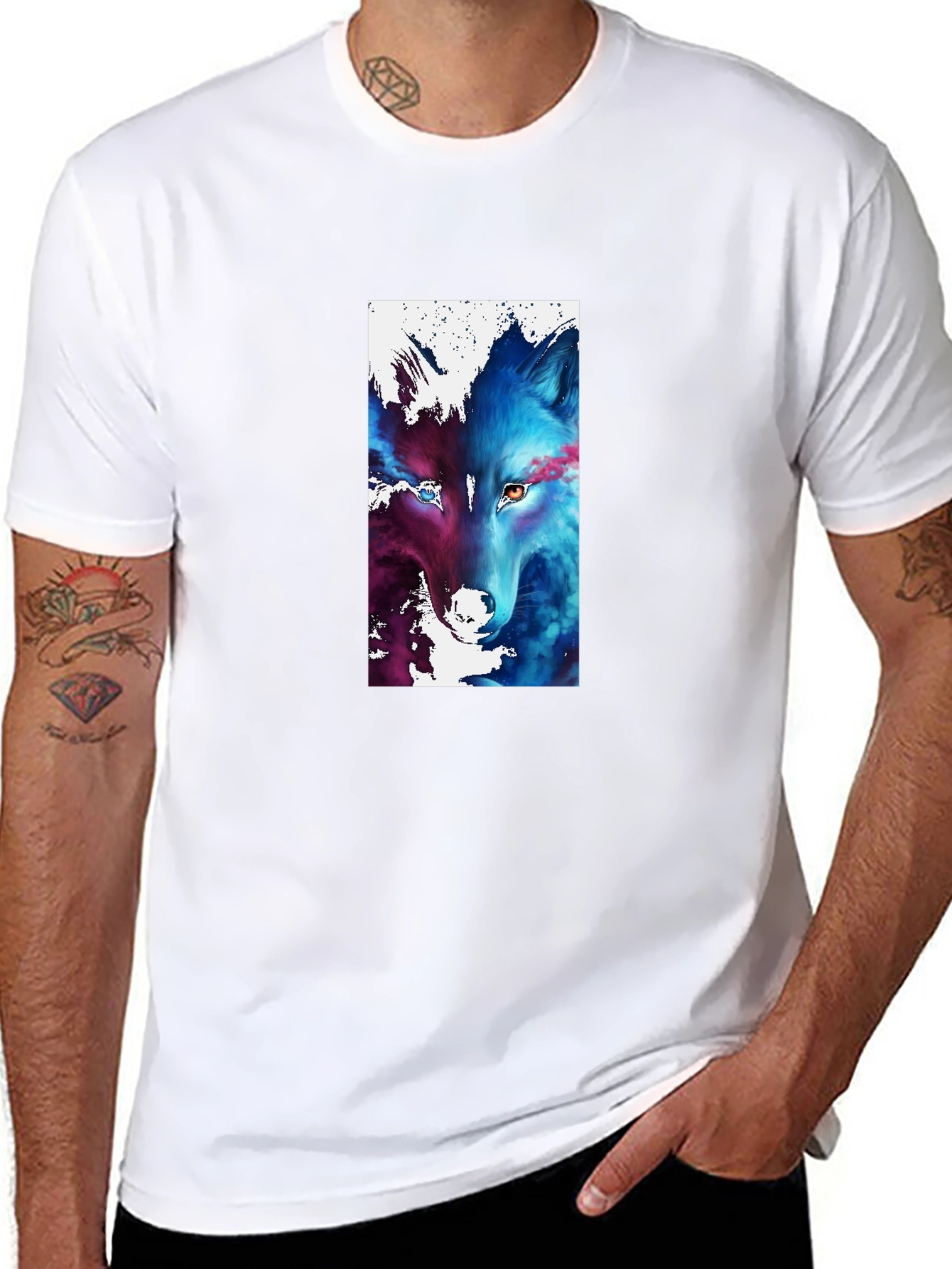 Abstract Wolf Graphic Black T-Shirt