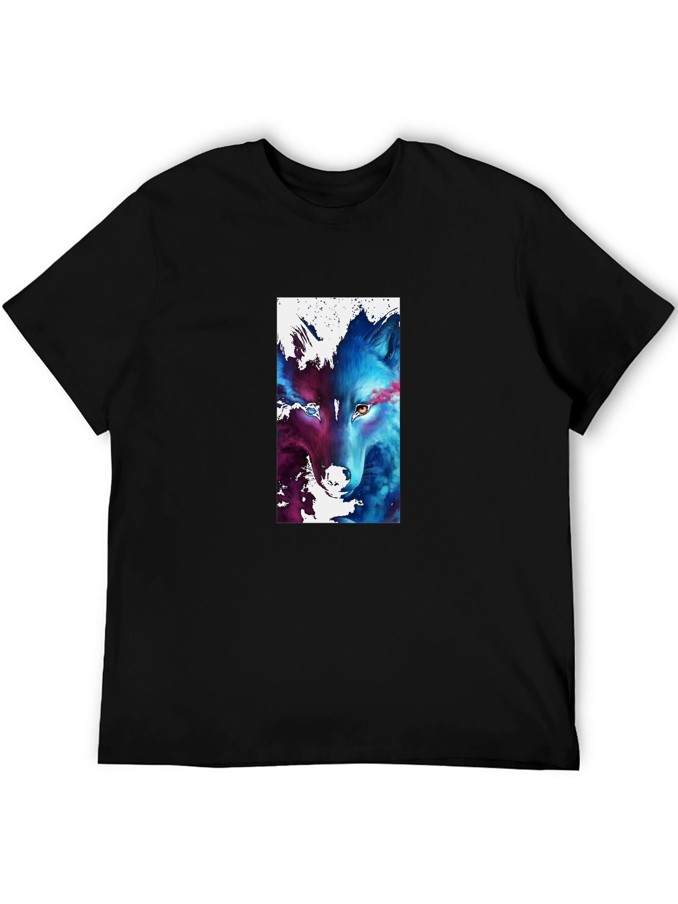 Abstract Wolf Graphic Black T-Shirt
