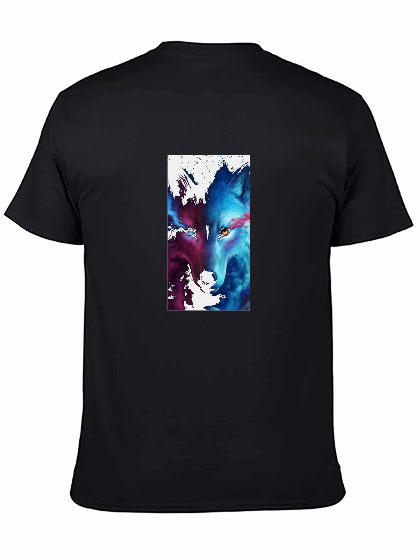 Abstract Wolf Graphic Black T-Shirt