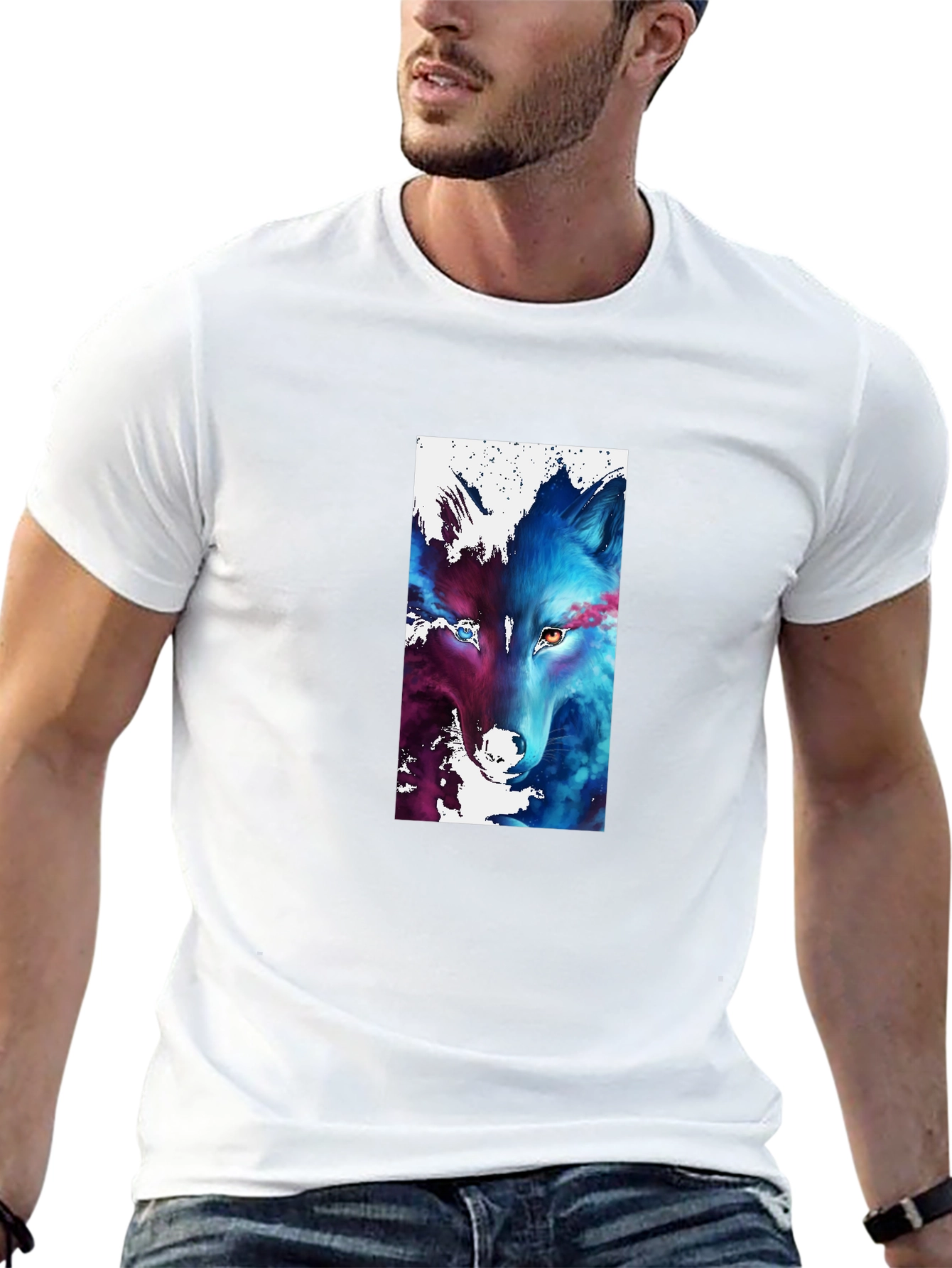 Abstract Wolf Graphic Black T-Shirt