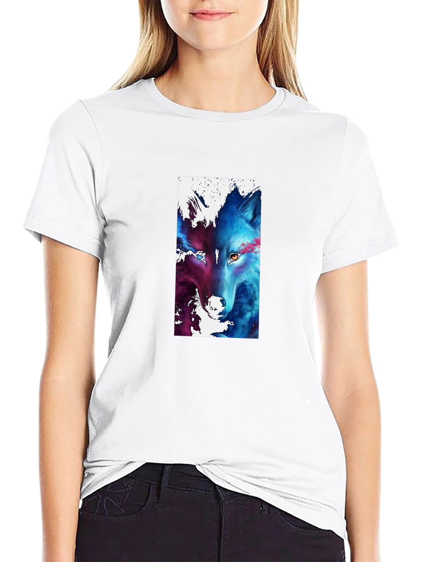 Abstract Wolf Graphic Black T-Shirt