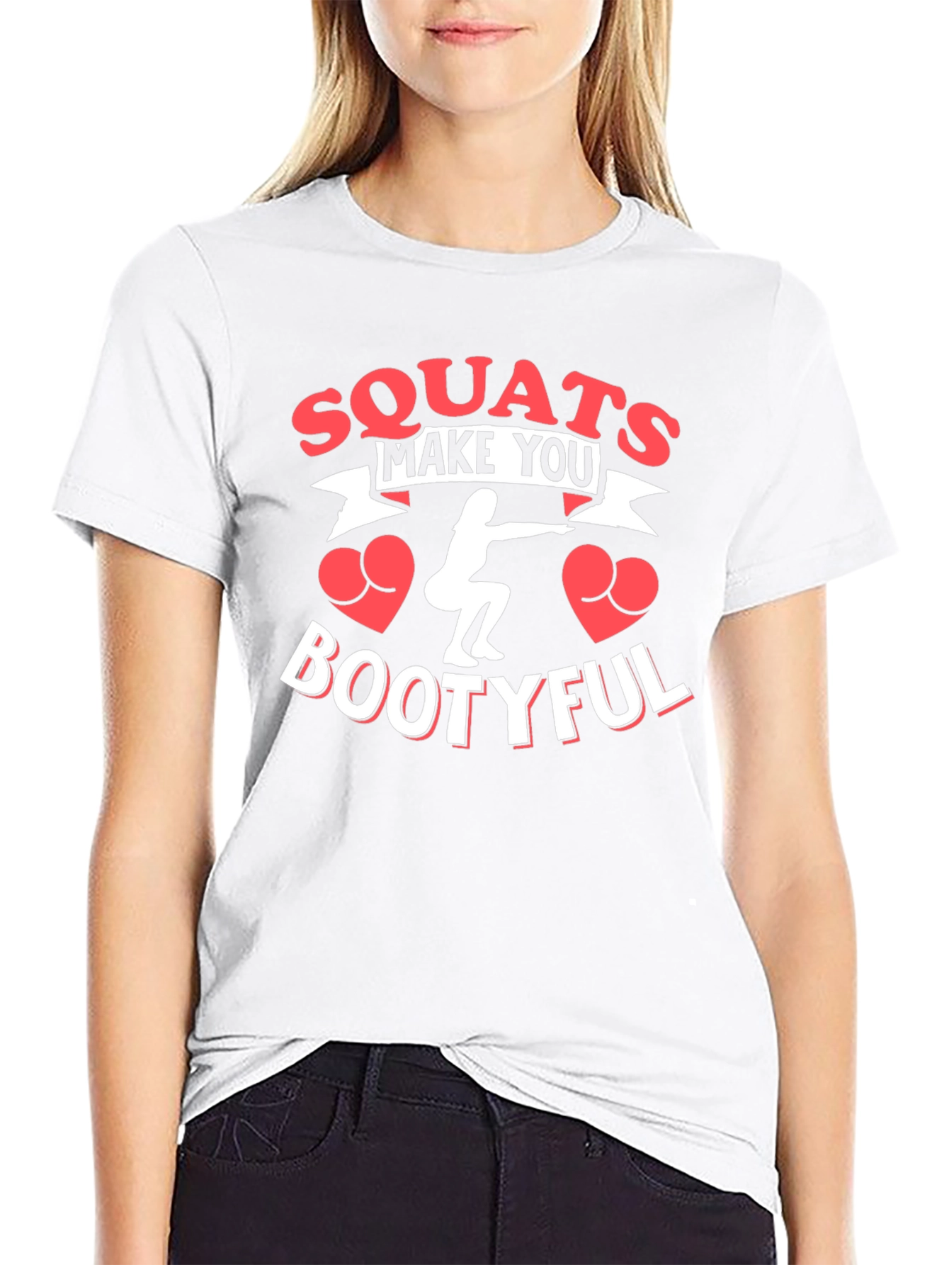 Squats Make You Bootyful Black Graphic T-Shirt