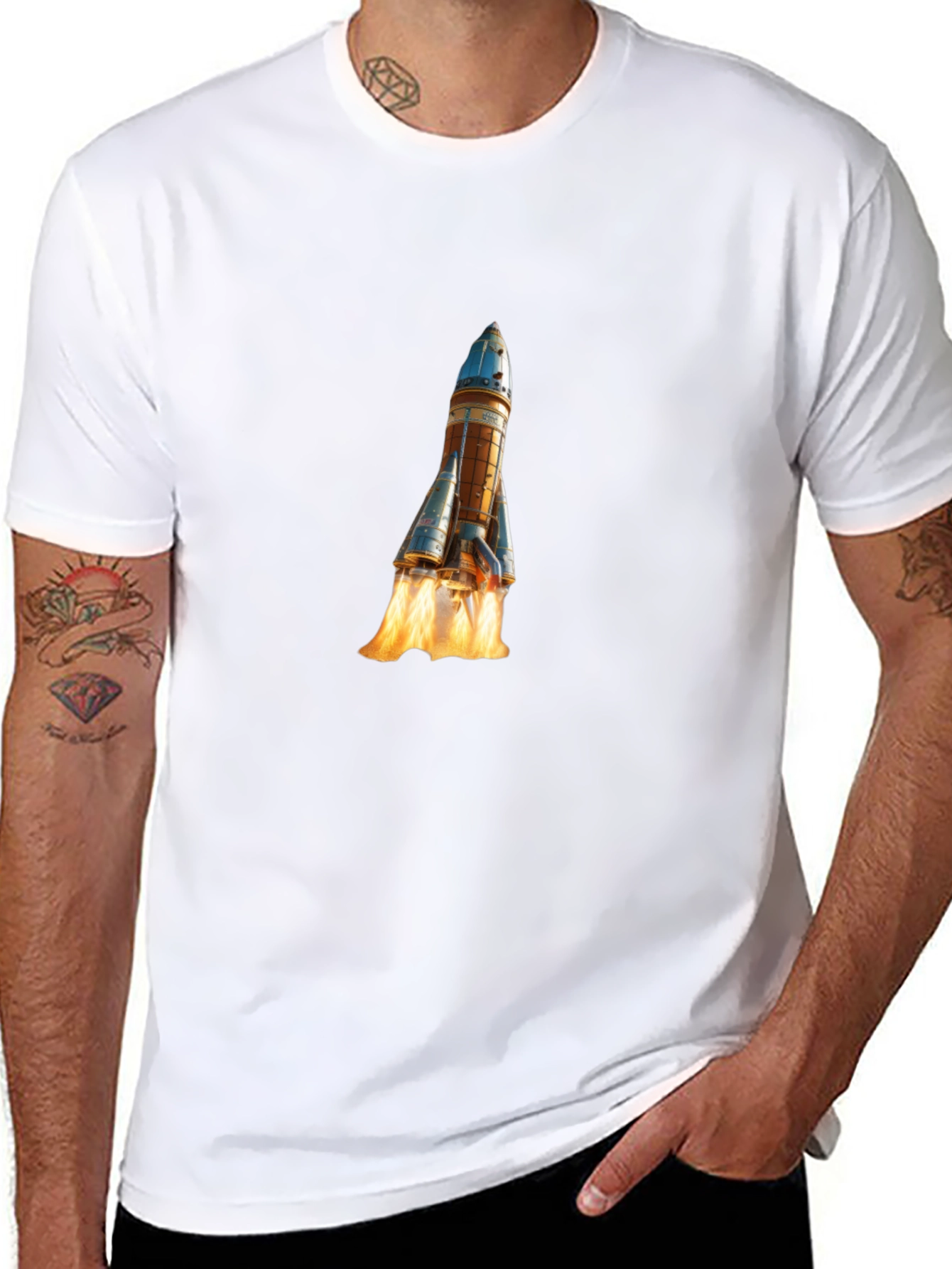 Rocket Launch Graphic Tee - Black Cotton Comfort