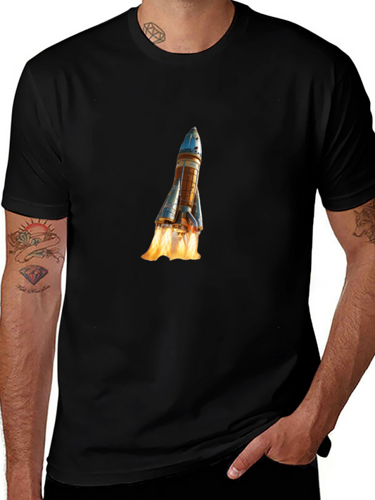 Rocket Launch Graphic Tee - Black Cotton Comfort