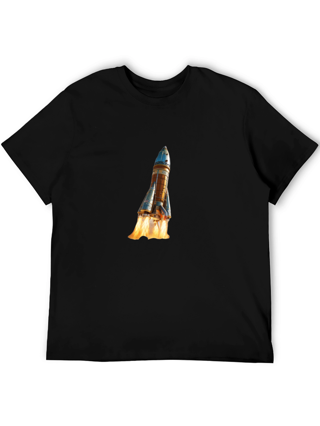 Rocket Launch Graphic Tee - Black Cotton Comfort