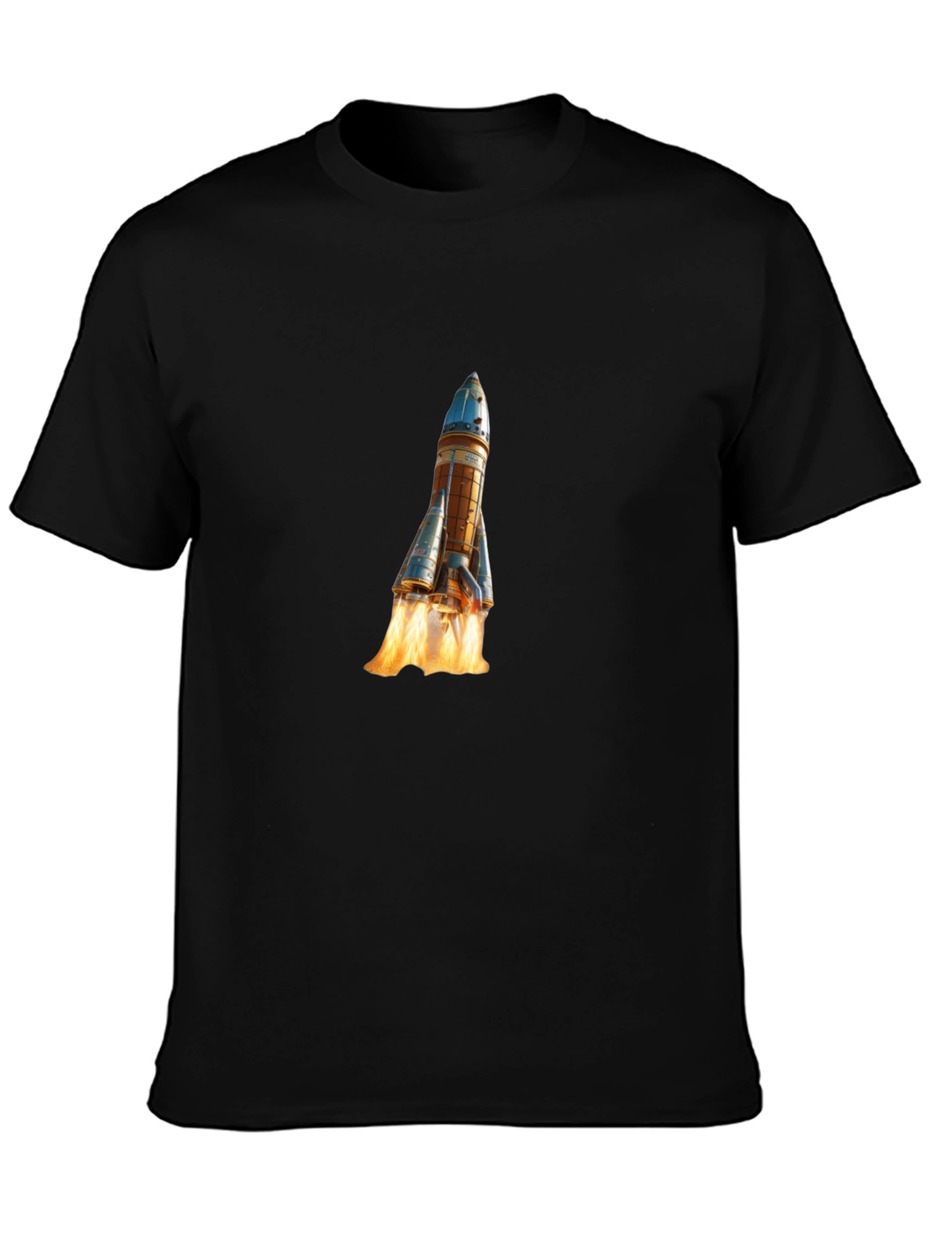 Rocket Launch Graphic Tee - Black Cotton Comfort