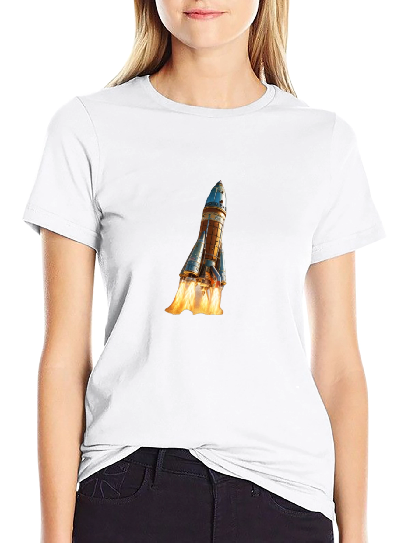 Rocket Launch Graphic Tee - Black Cotton Comfort