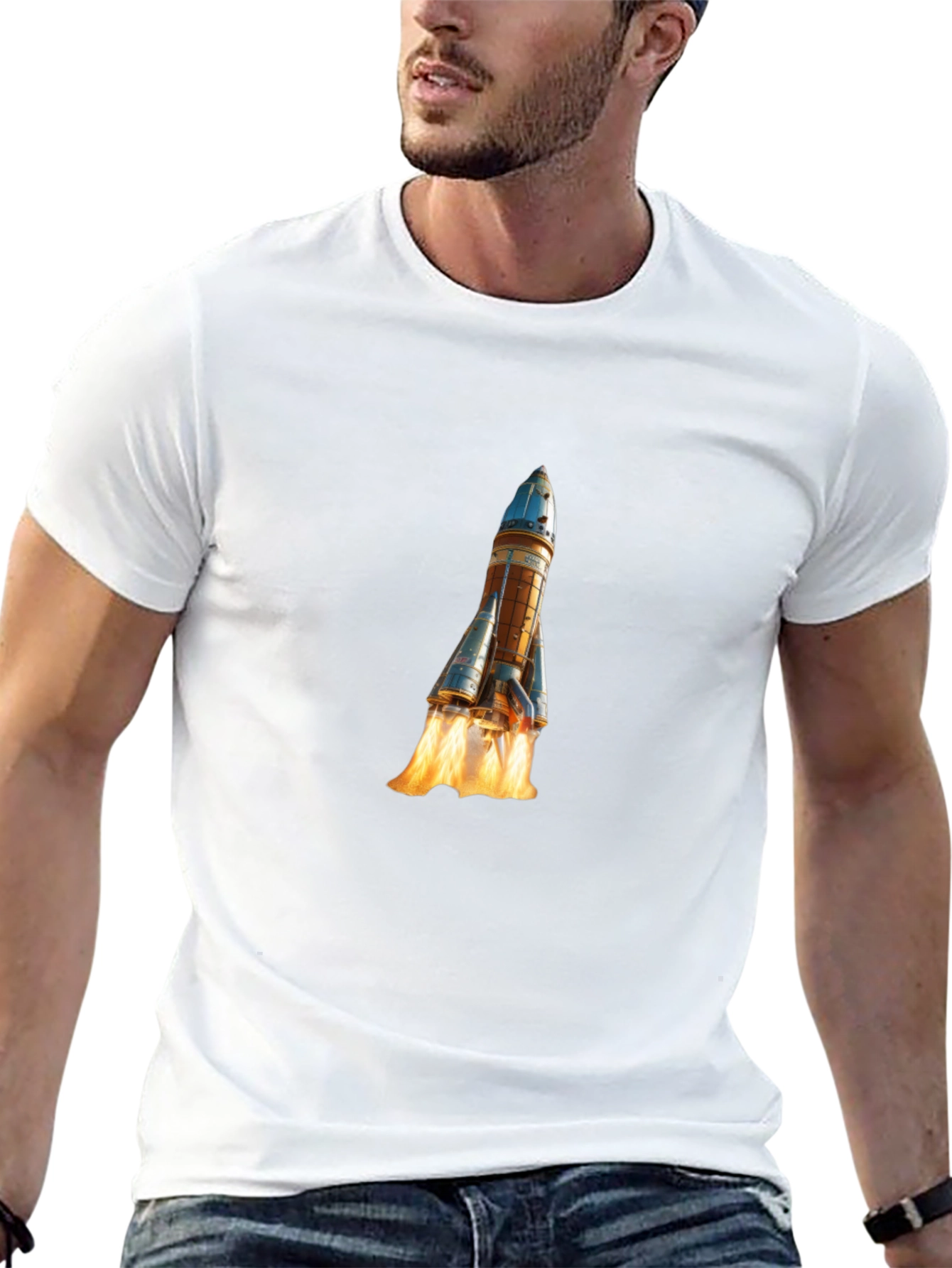 Rocket Launch Graphic Tee - Black Cotton Comfort
