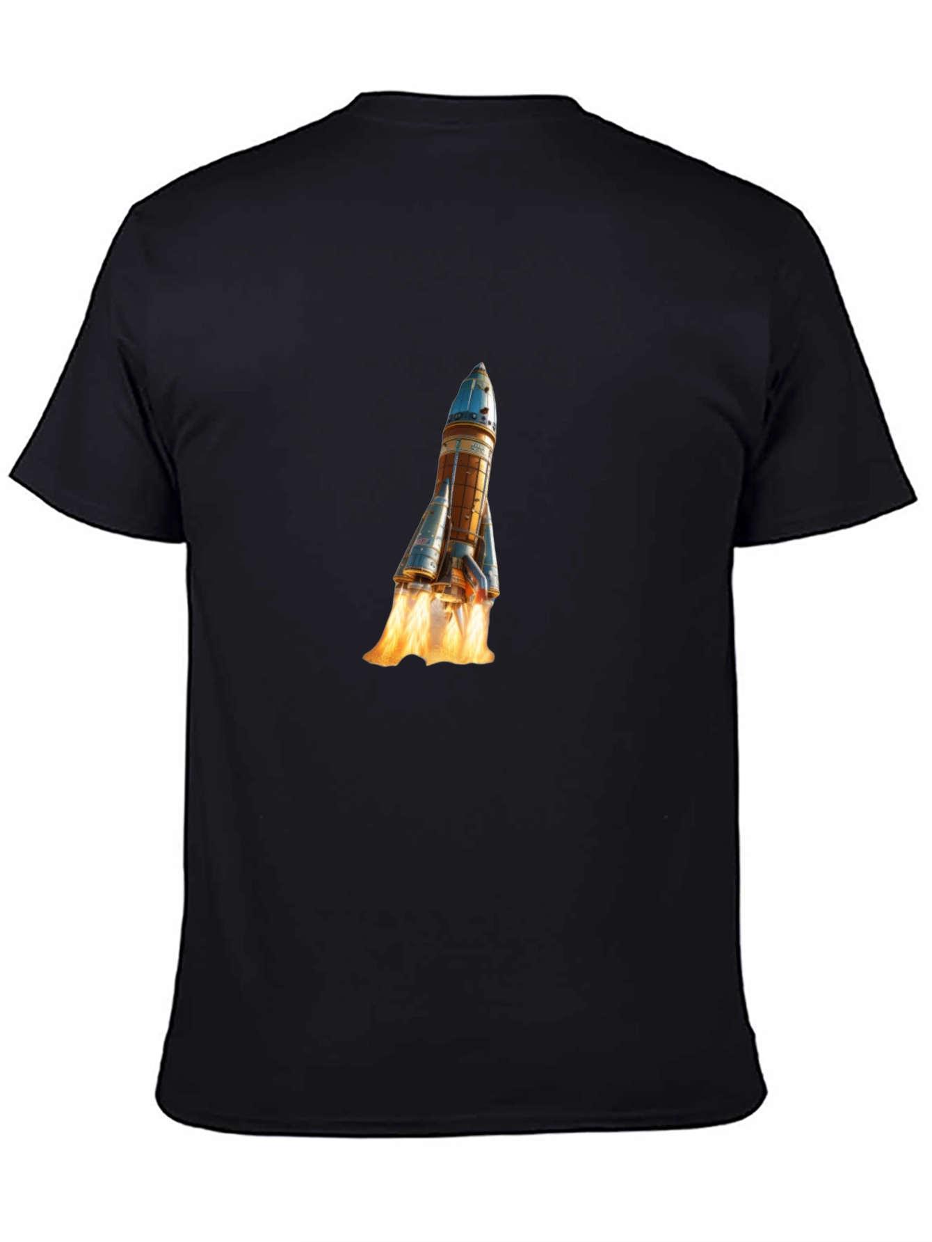 Rocket Launch Graphic Tee - Black Cotton Comfort