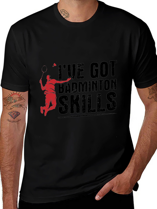 Badminton Skills Graphic Tee - Black Cotton T-Shirt