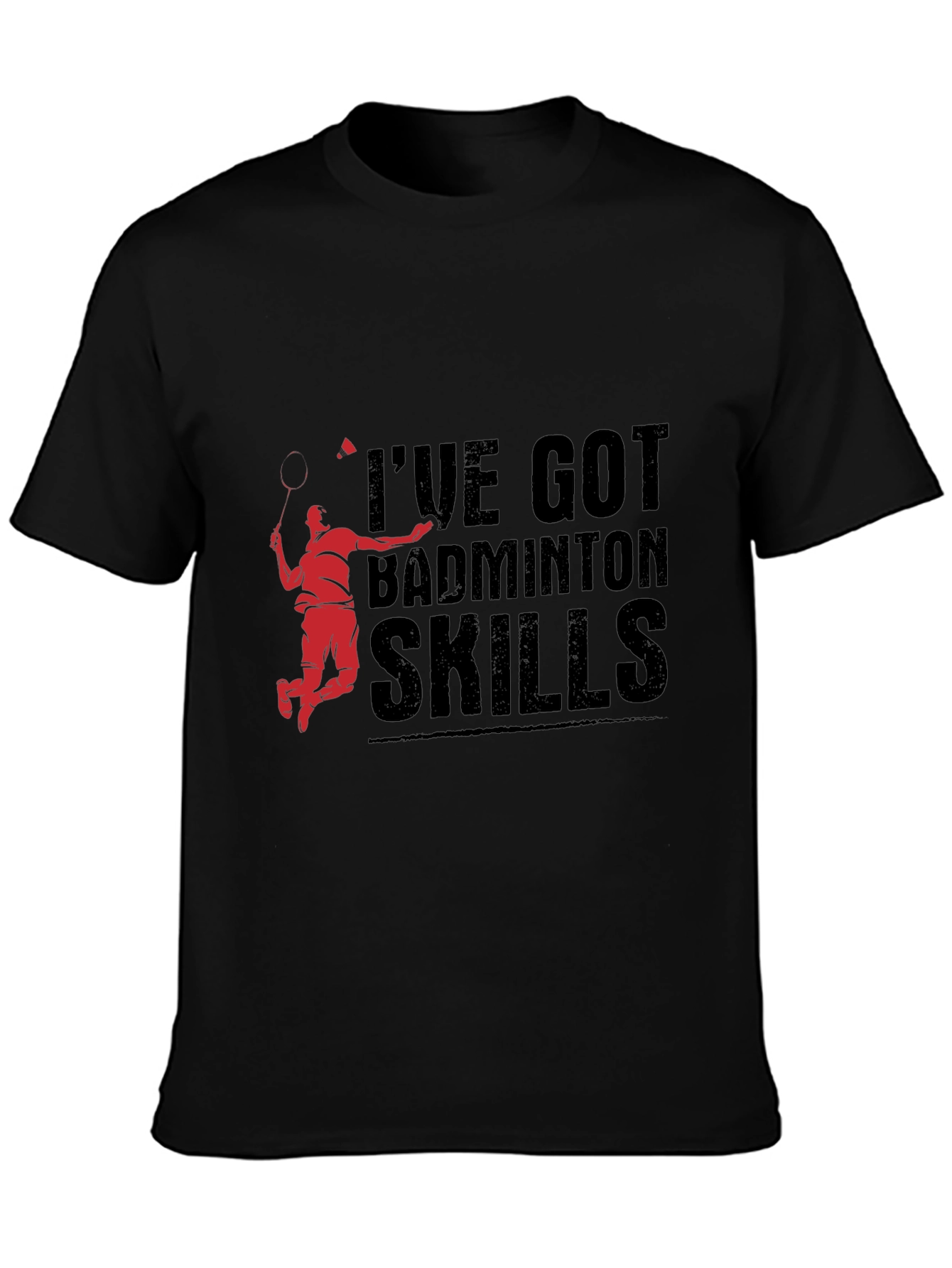Badminton Skills Graphic Tee - Black Cotton T-Shirt