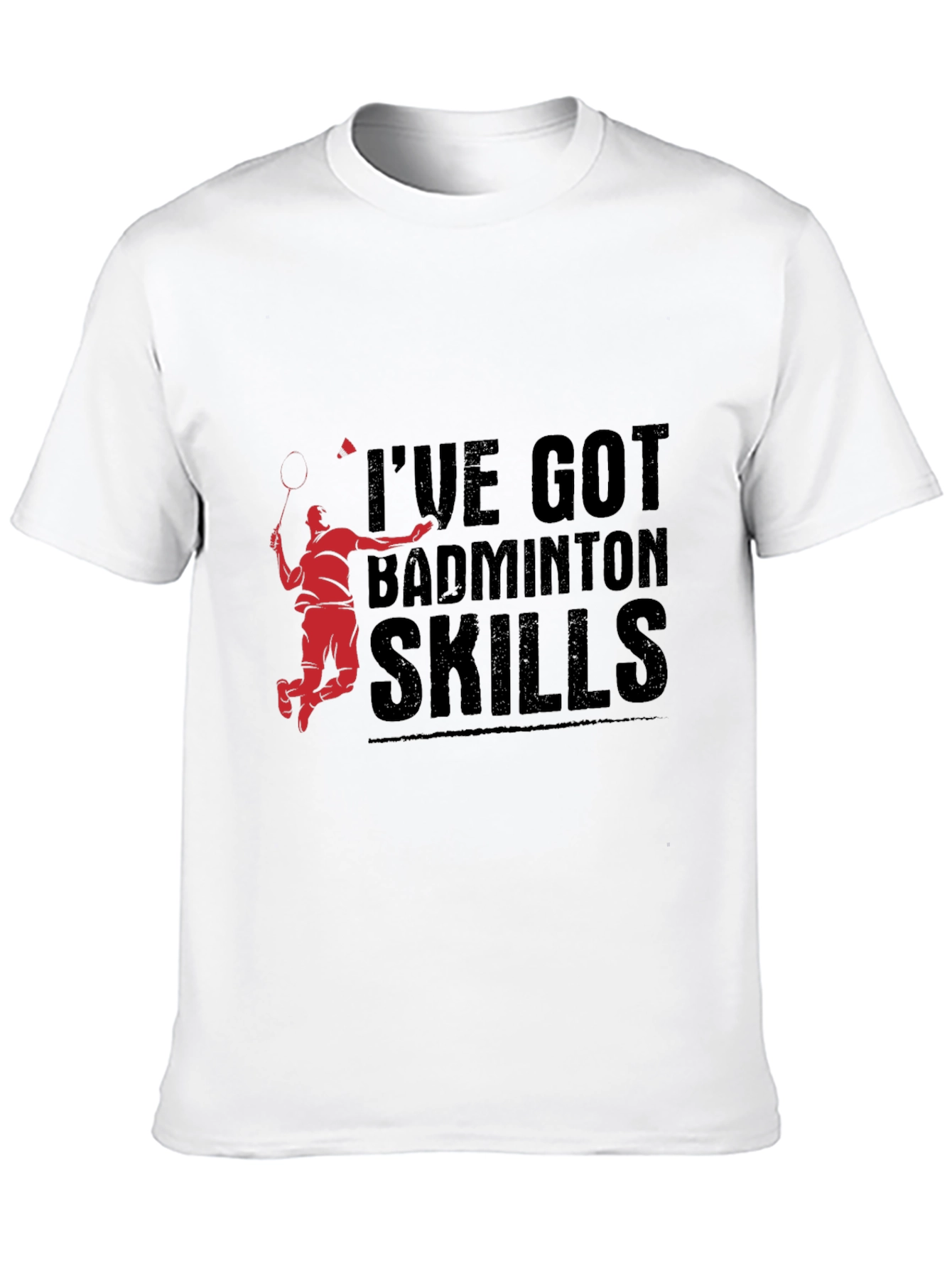 Badminton Skills Graphic Tee - Black Cotton T-Shirt