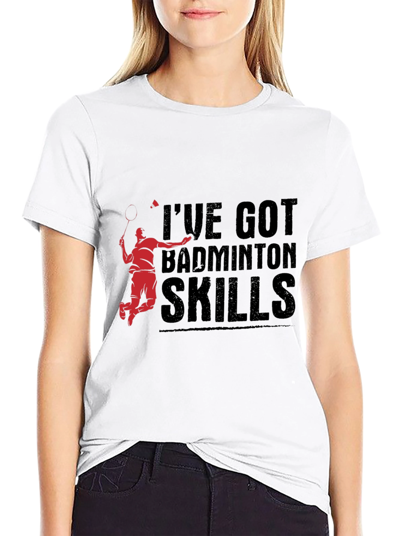 Badminton Skills Graphic Tee - Black Cotton T-Shirt