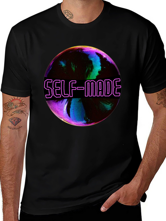 Self-Made Graphic T-Shirt - Trendy Black Tee