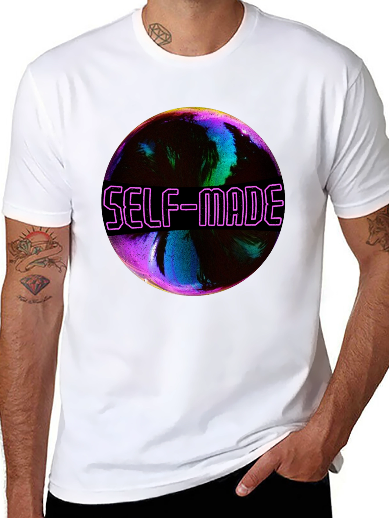 Self-Made Graphic T-Shirt - Trendy Black Tee