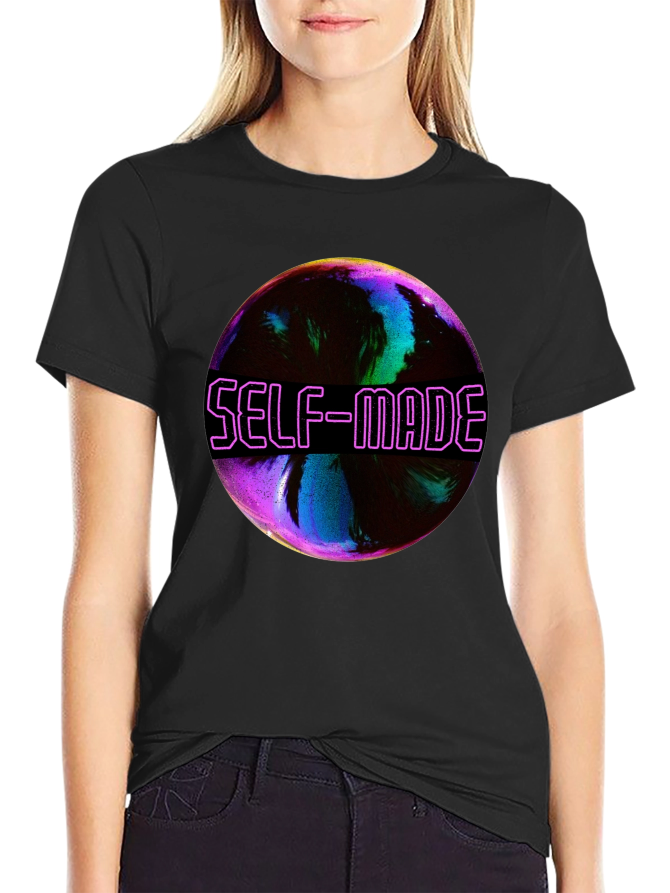 Self-Made Graphic T-Shirt - Trendy Black Tee