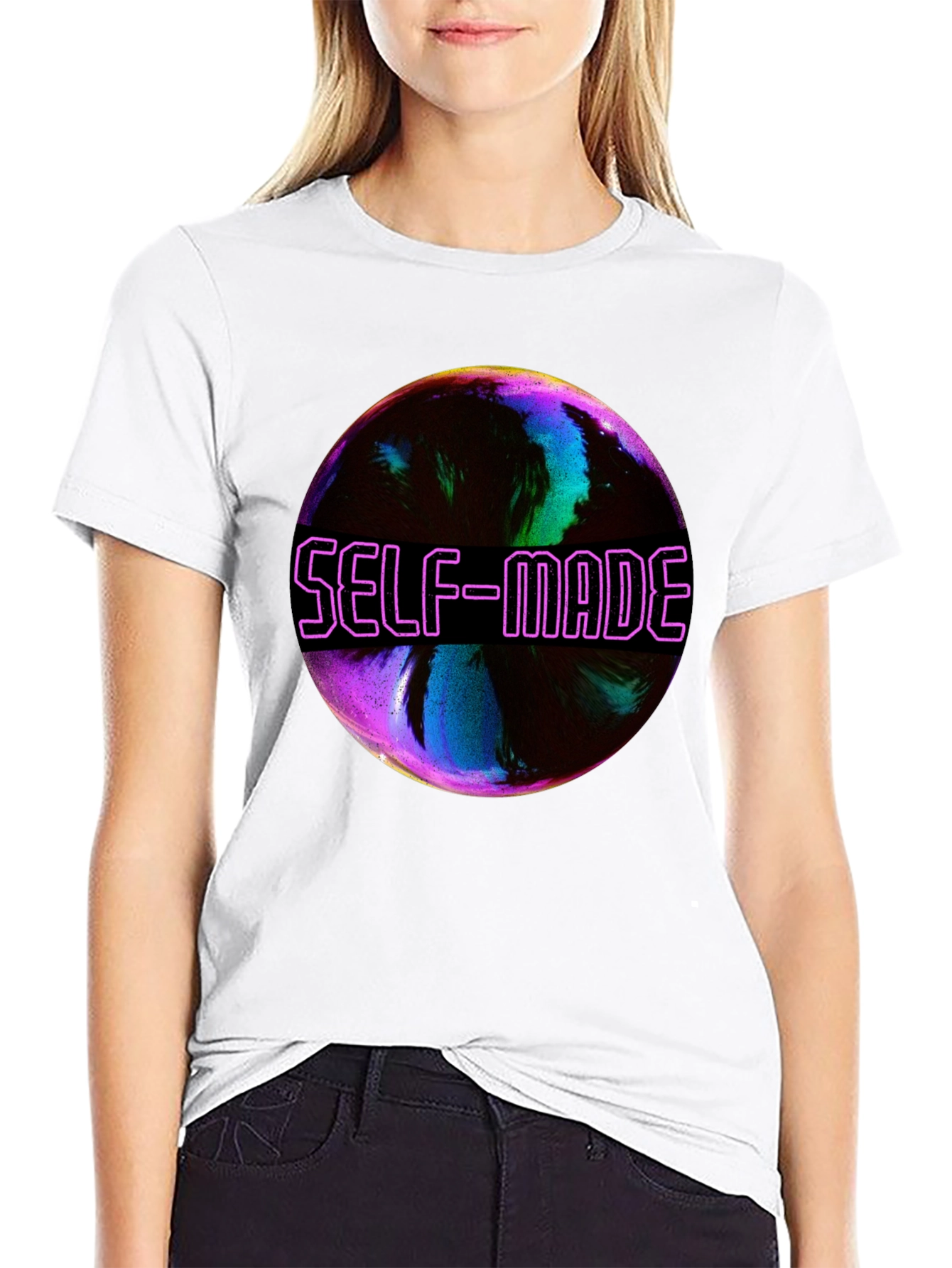 Self-Made Graphic T-Shirt - Trendy Black Tee