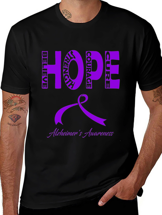 Alzheimers Awareness Ribbon Hope Cure Graphic Tee