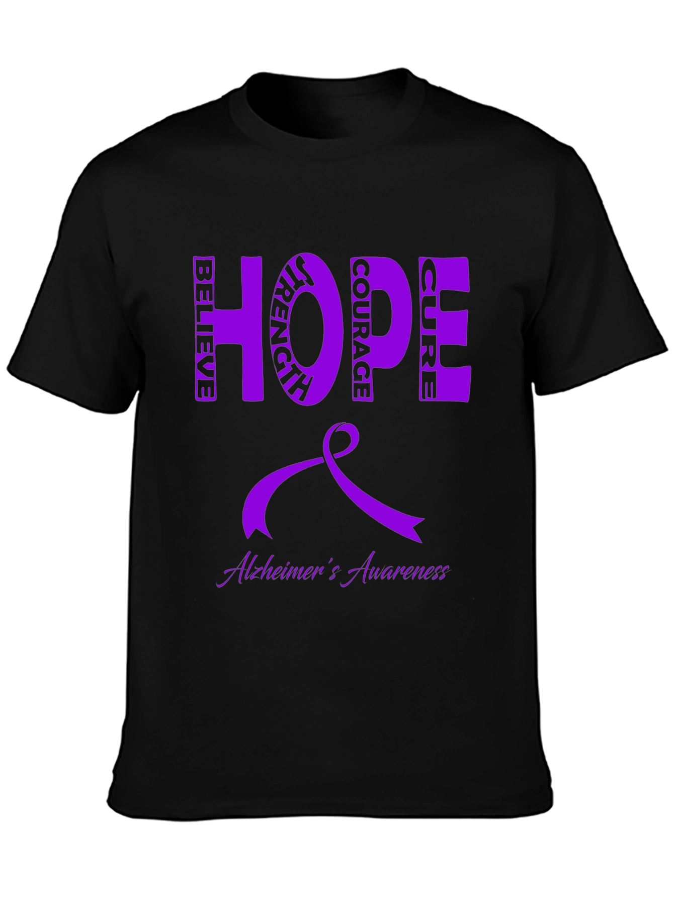 Alzheimers Awareness Ribbon Hope Cure Graphic Tee