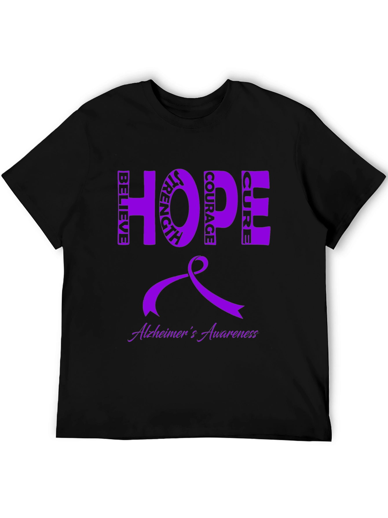 Alzheimers Awareness Ribbon Hope Cure Graphic Tee