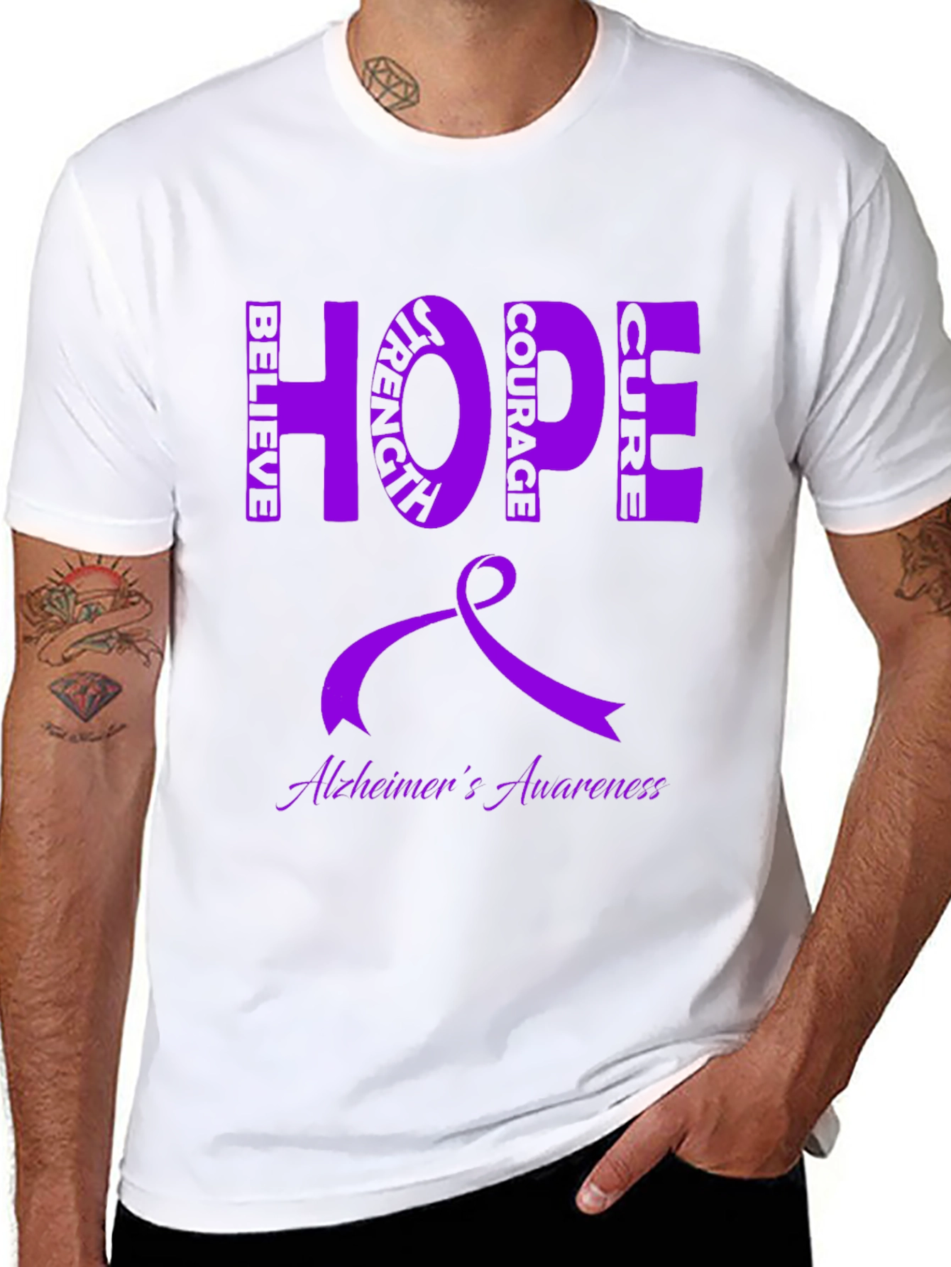 Alzheimers Awareness Ribbon Hope Cure Graphic Tee