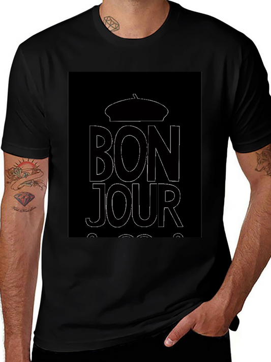 Bonjour Graphic Tee - Black Unisex T-Shirt