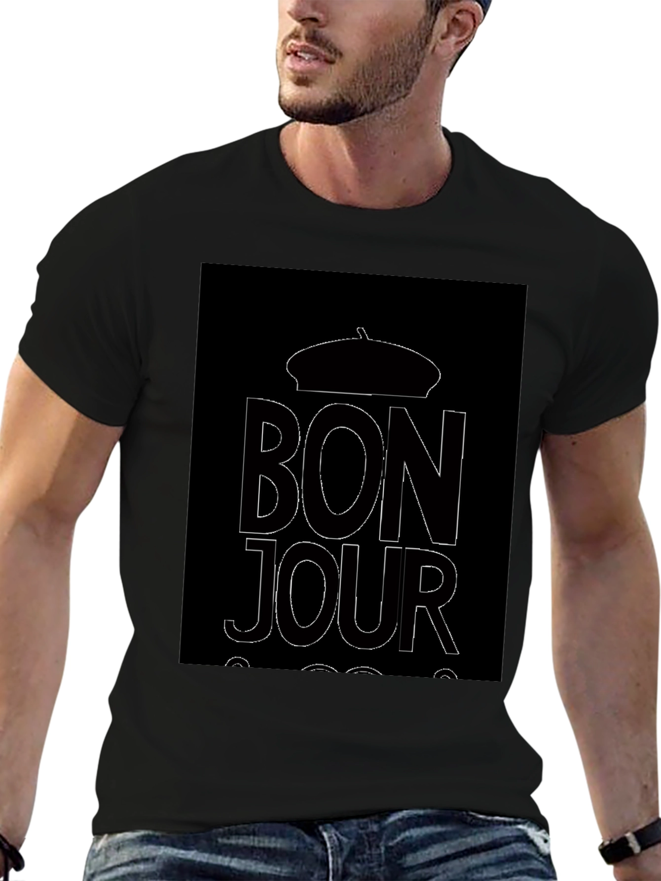 Bonjour Graphic Tee - Black Unisex T-Shirt