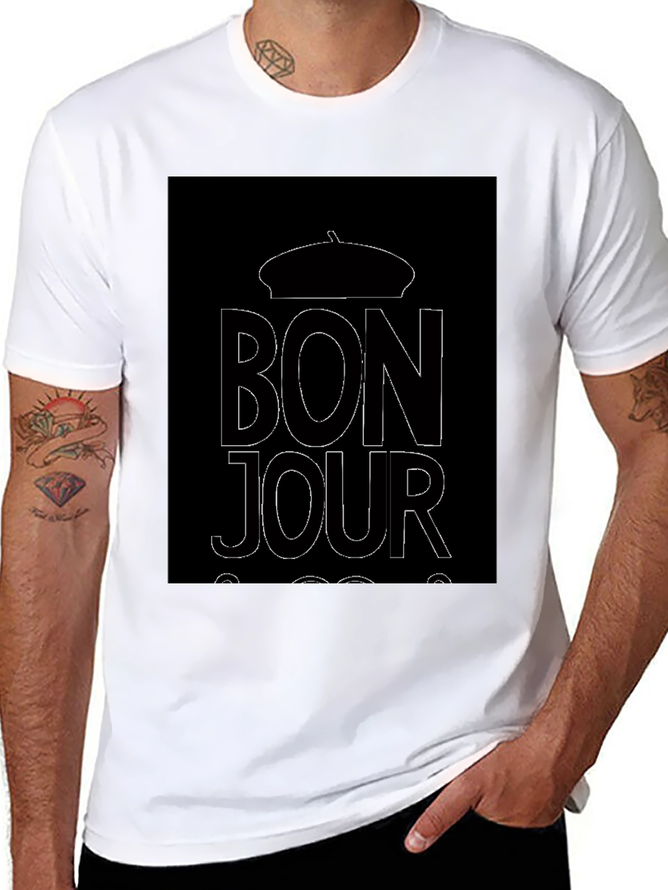 Bonjour Graphic Tee - Black Unisex T-Shirt