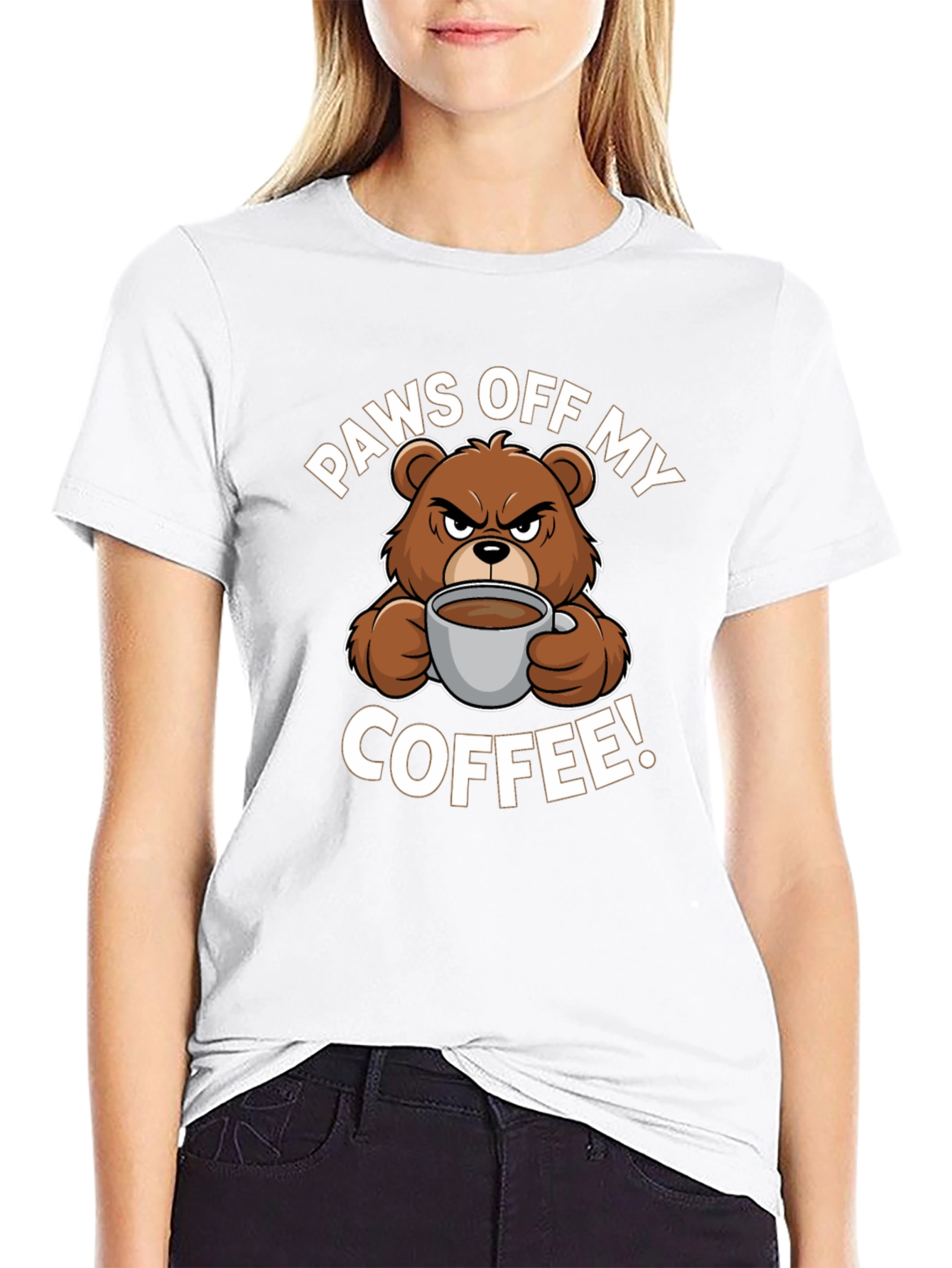 Paws Off My Coffee T-Shirt - Funny Bear Design