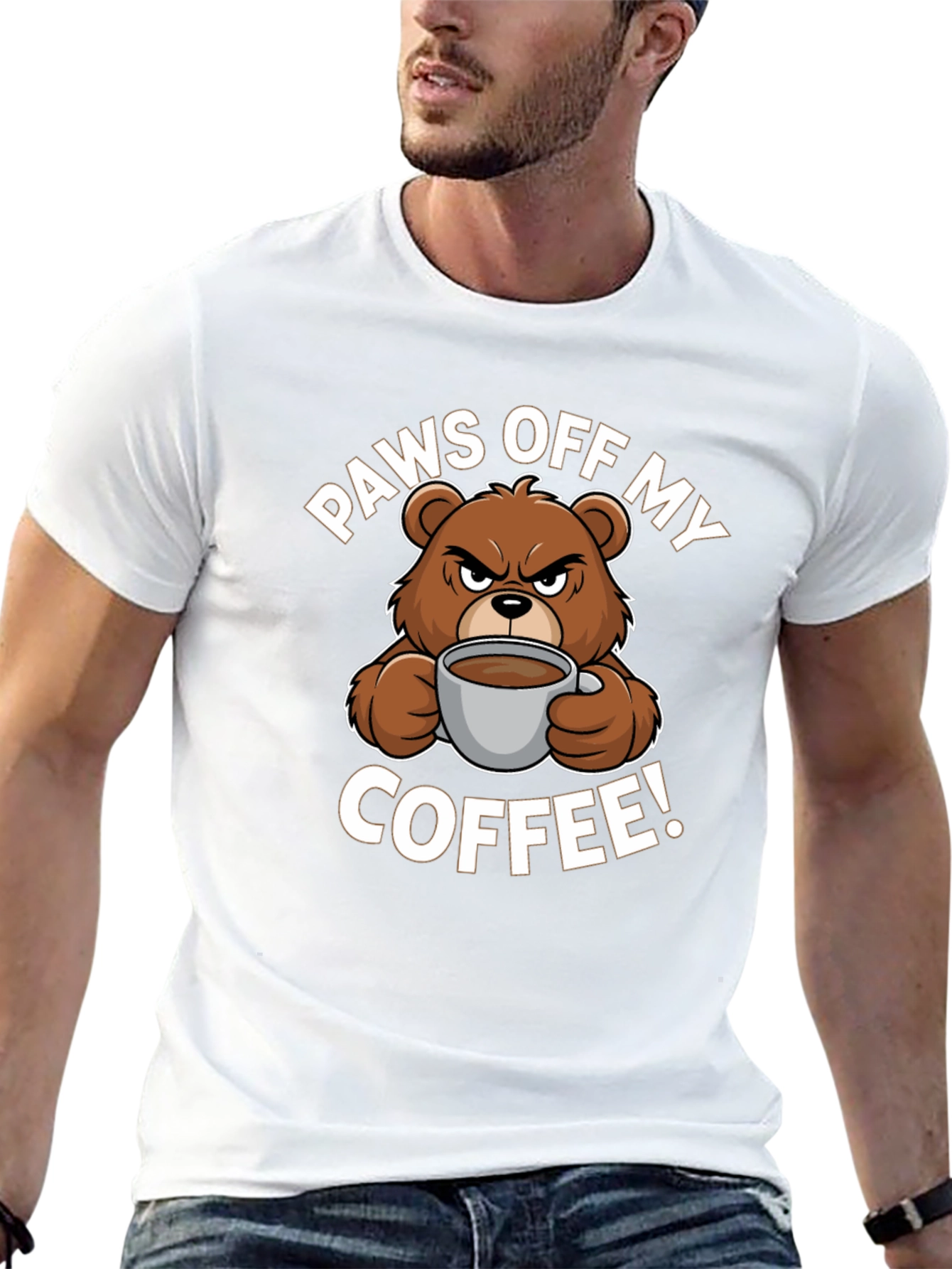 Paws Off My Coffee T-Shirt - Funny Bear Design