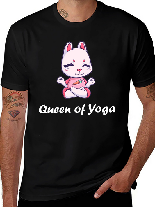 Queen of Yoga T-Shirt - Cartoon Bunny in Lotus Pose