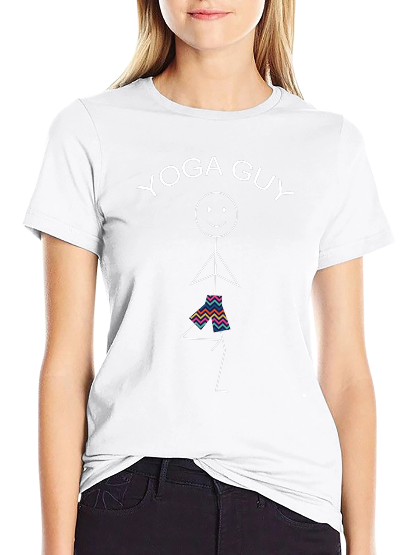 Yoga Guy Graphic Tee - Black Cotton Blend Shirt