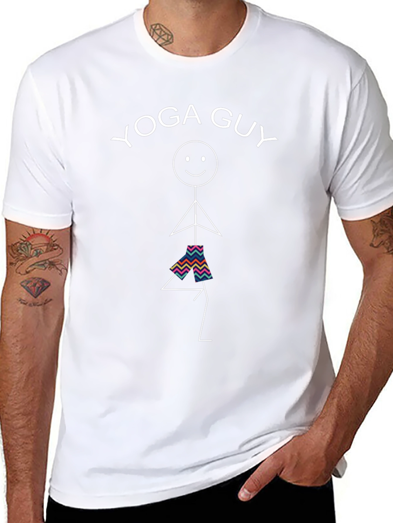 Yoga Guy Graphic Tee - Black Cotton Blend Shirt