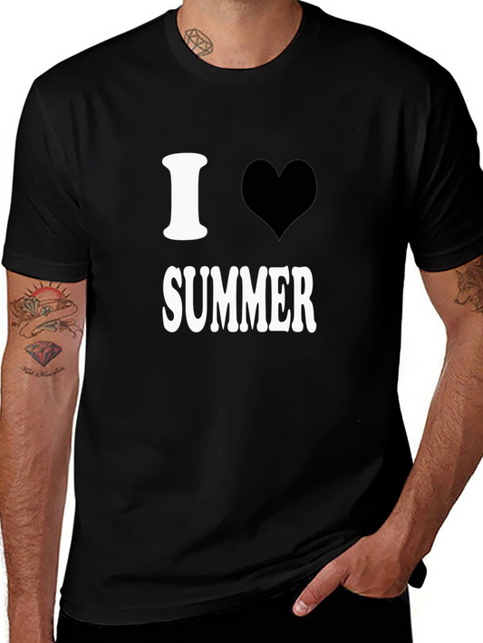 I Love Summer Graphic T-Shirt - Short Sleeve Black Tee