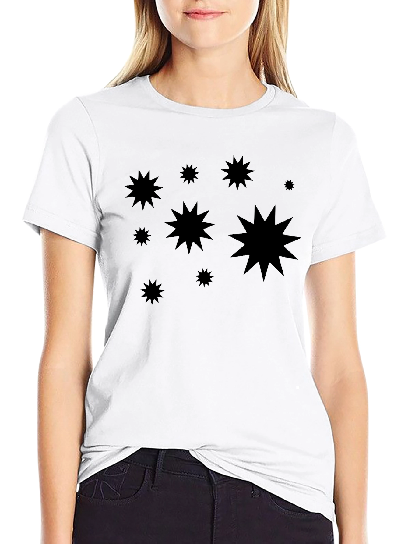 Stylish Black Starburst Graphic Tee - Casual Comfort