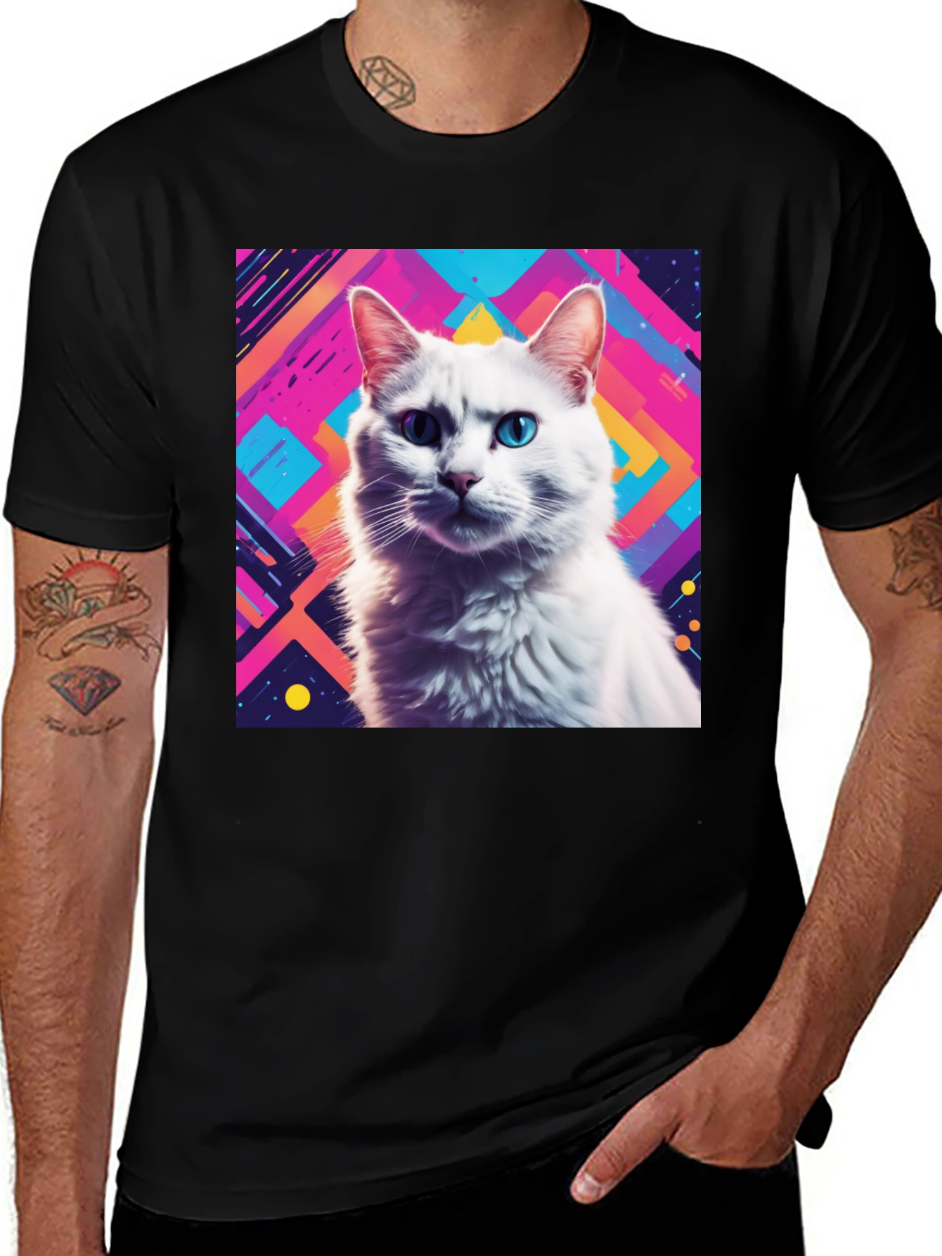 Abstract Cat Graphic Tee - Stylish Unisex T-Shirt